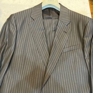 Armani charcoal penstriped suit.